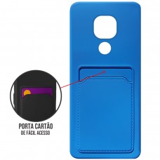 Capa para Motorola Moto G9 Play - Emborrachada Case Card Azul